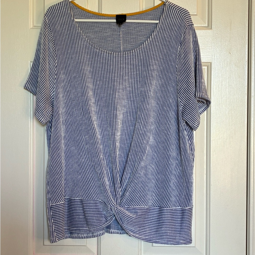 W5 Navy and White Pinstripe Twist Tee